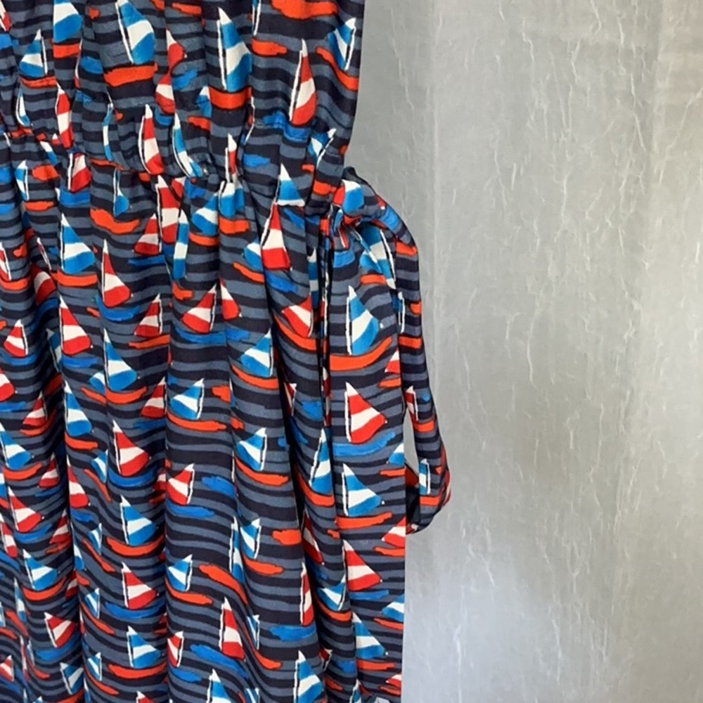41 Hawthorn Nautical Blue and Red Tiered Halter Sundress with belt - Picture 3 of 8